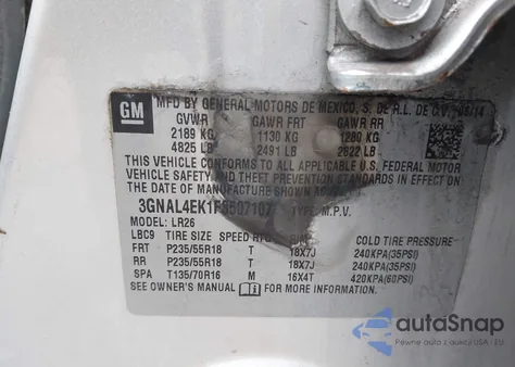 2015 Chevrolet Captiva Sport Ltz из США, поврежденный, VIN 3GNAL4EK1FS507107